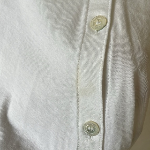 Eileen Fisher Organic Cotton Button Up Blouse Top W’s M White Basic Essential - Picture 12 of 14